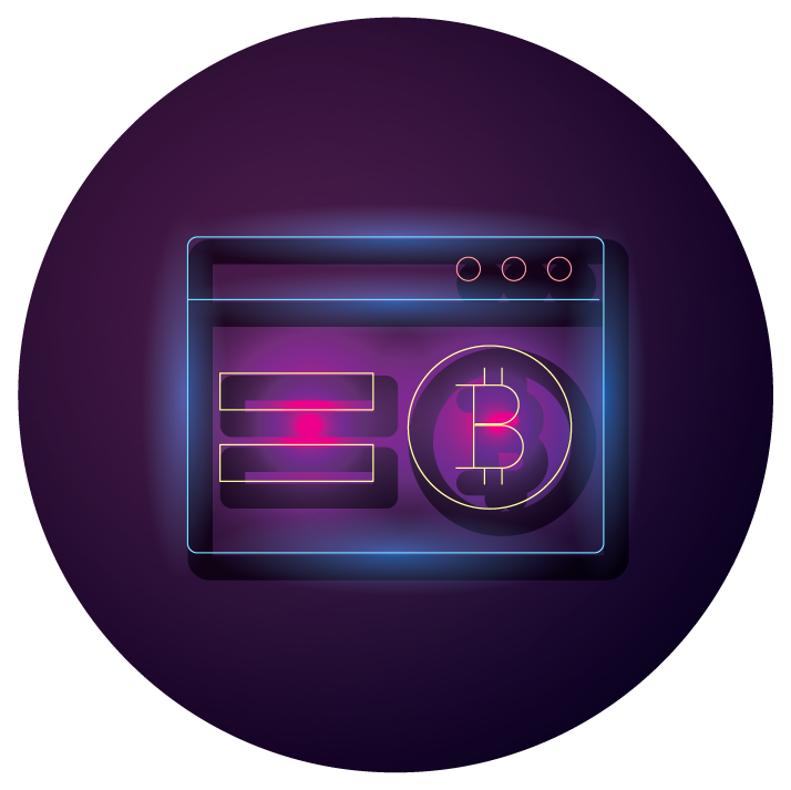 bundle of crypto currency icons neon style