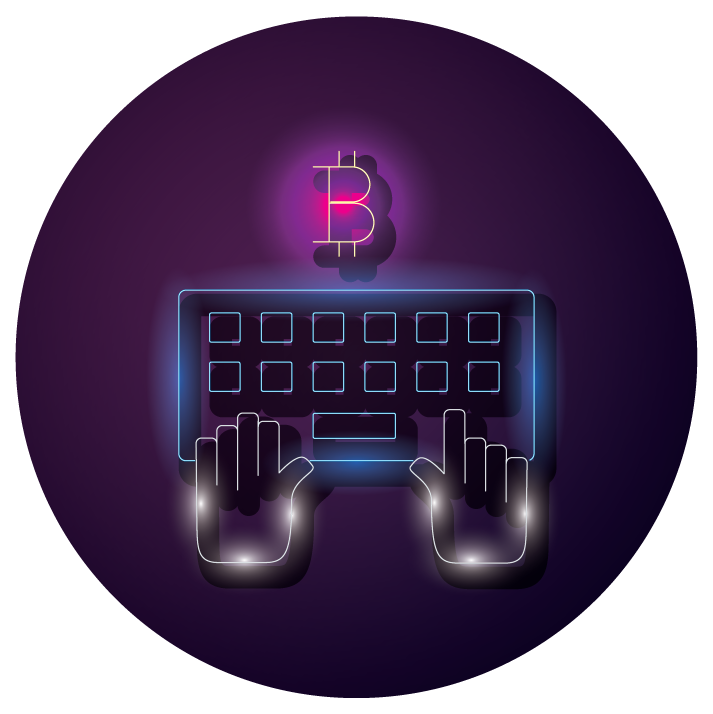 bundle of crypto currency icons neon style
