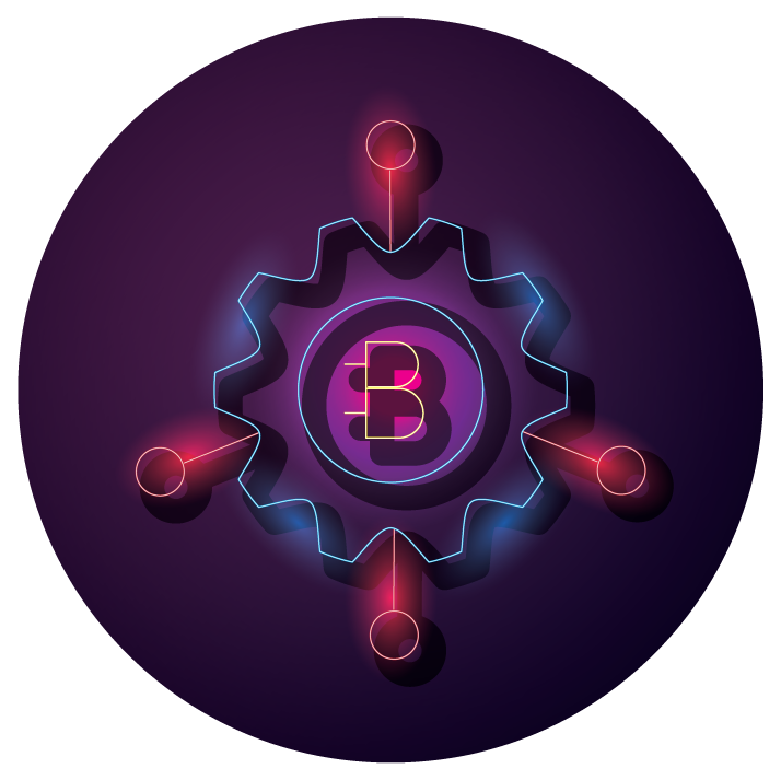 bundle of crypto currency icons neon style