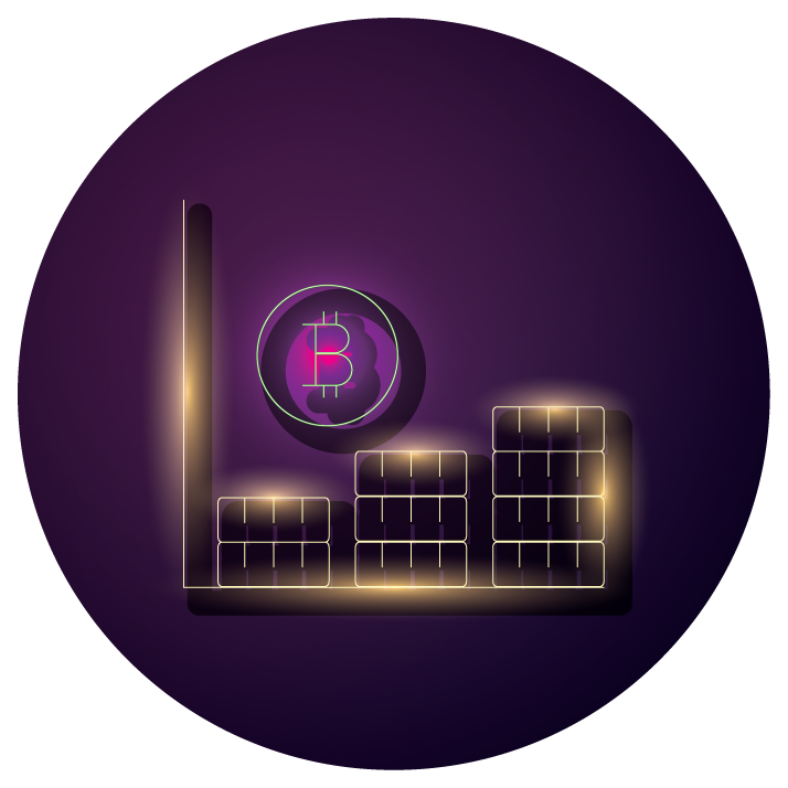 bundle of crypto currency icons neon style