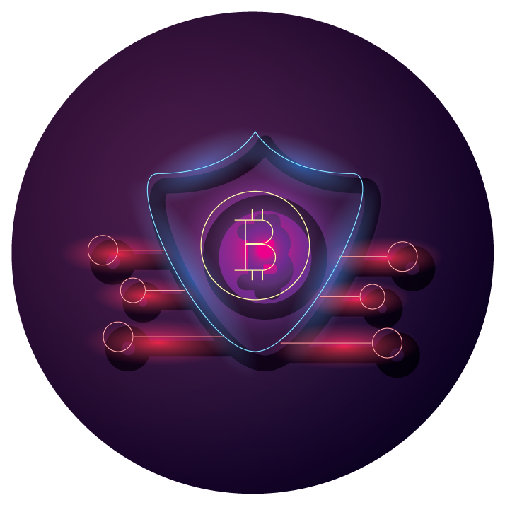 bundle of crypto currency icons neon style