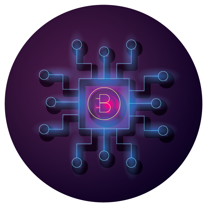 bundle of crypto currency icons neon style