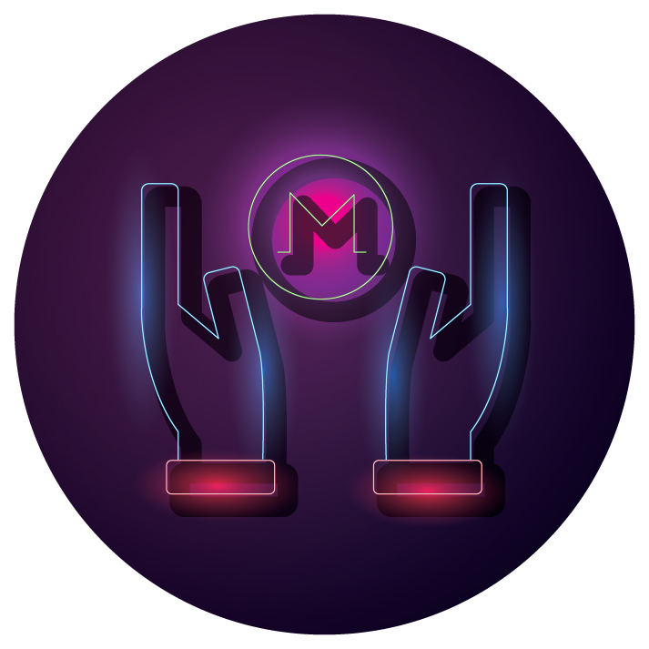 bundle of crypto currency icons neon style