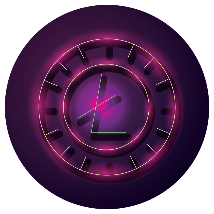 bundle of crypto currency icons neon style