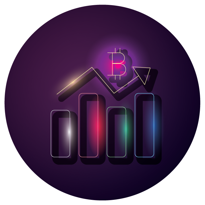 bundle of crypto currency icons neon style