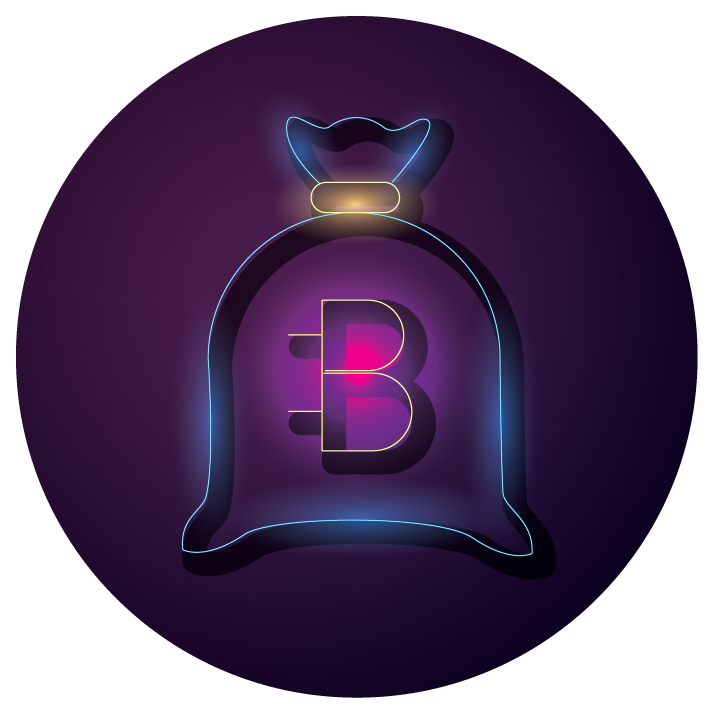 bundle of crypto currency icons neon style