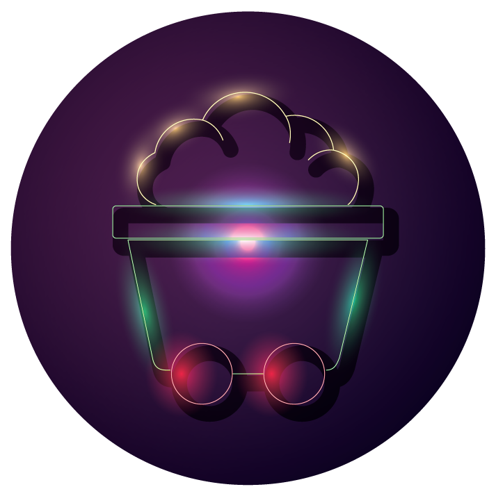 bundle of crypto currency icons neon style