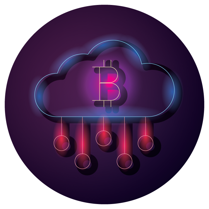 bundle of crypto currency icons neon style