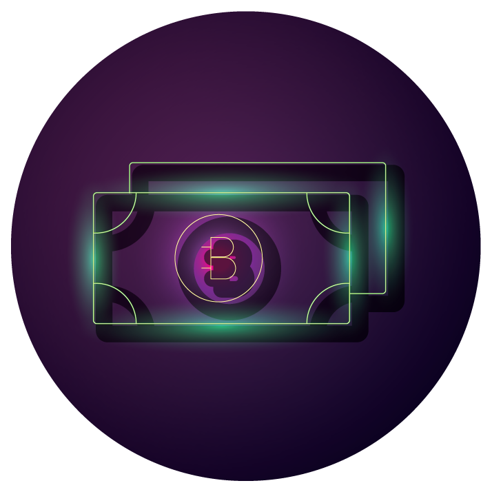 bundle of crypto currency icons neon style