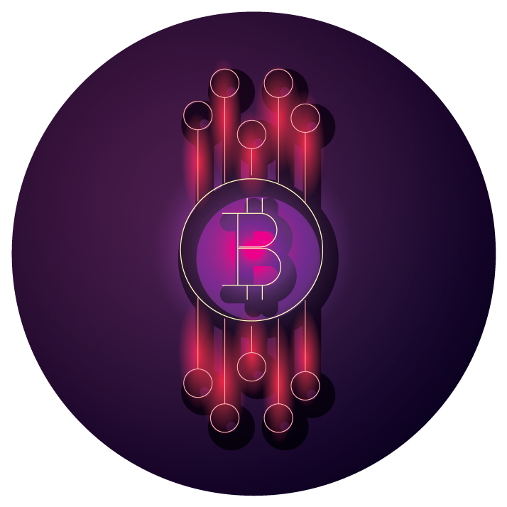 bundle of crypto currency icons neon style