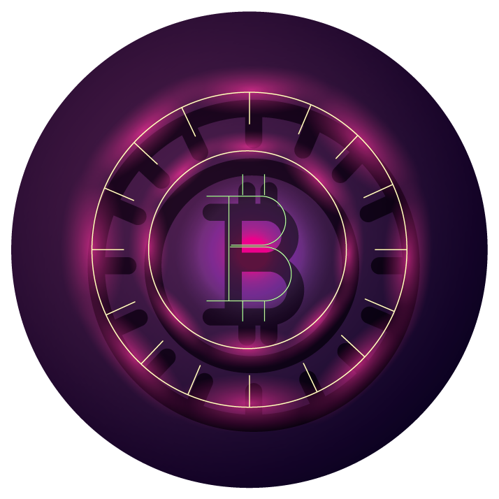 bundle of crypto currency icons neon style