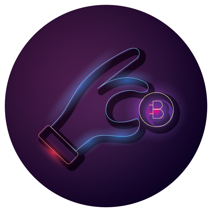 bundle of crypto currency icons neon style