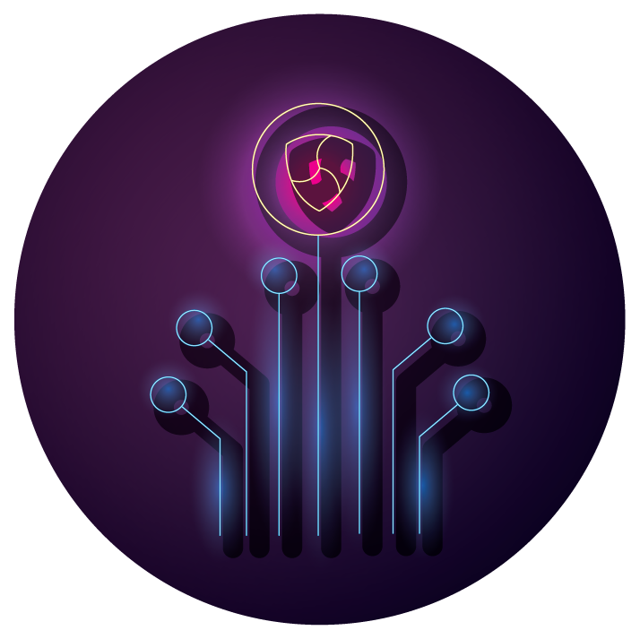 bundle of crypto currency icons neon style