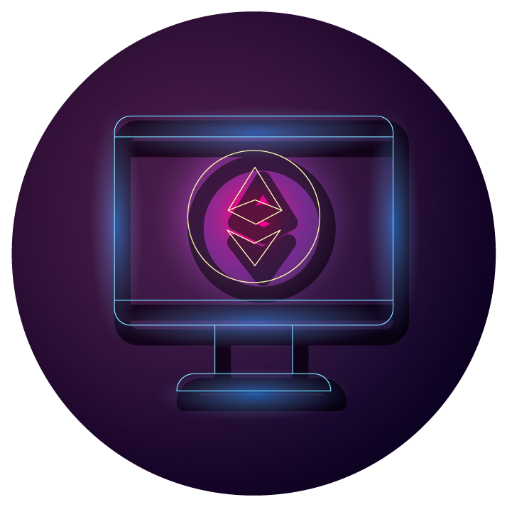 bundle of crypto currency icons neon style