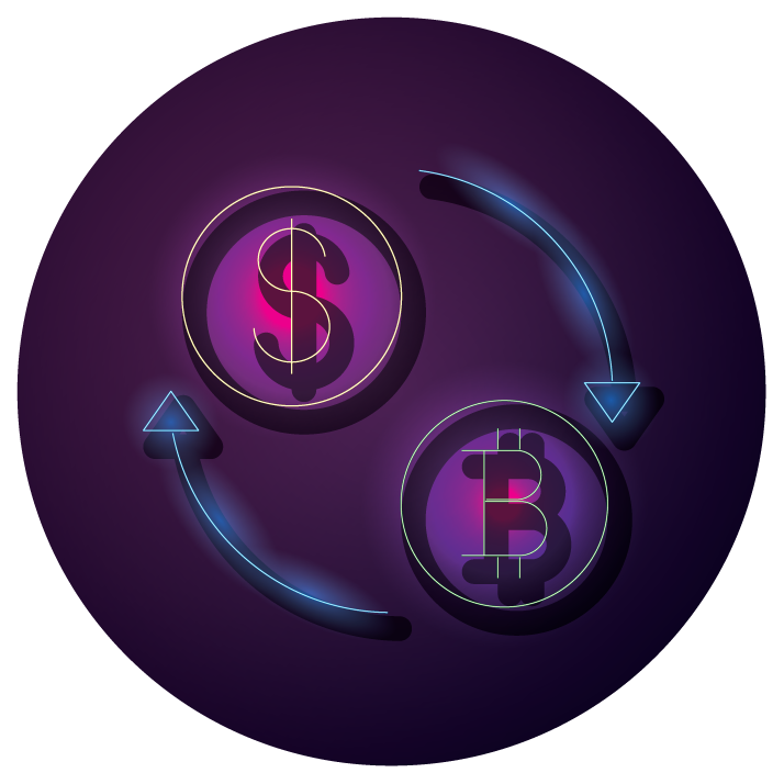 bundle of crypto currency icons neon style