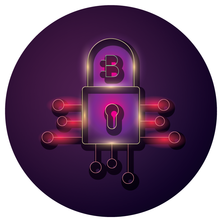 bundle of crypto currency icons neon style