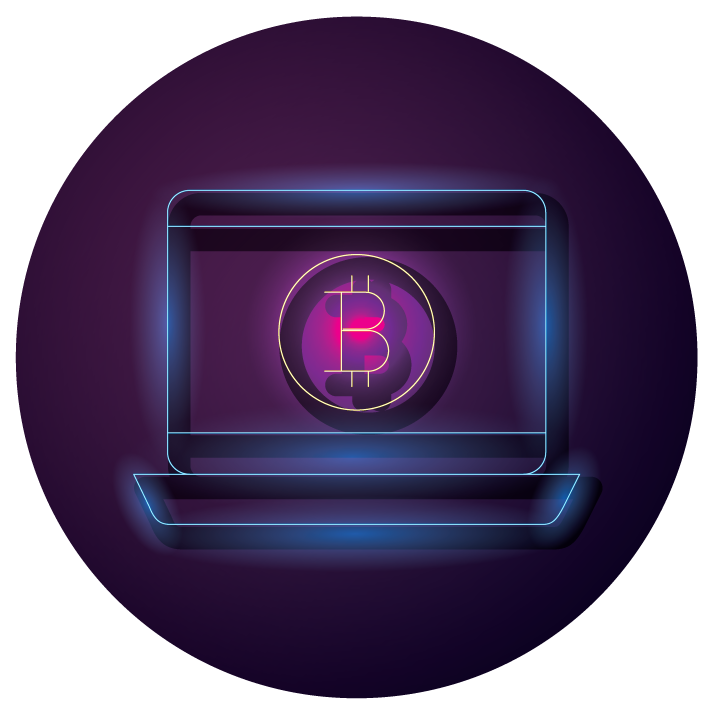bundle of crypto currency icons neon style