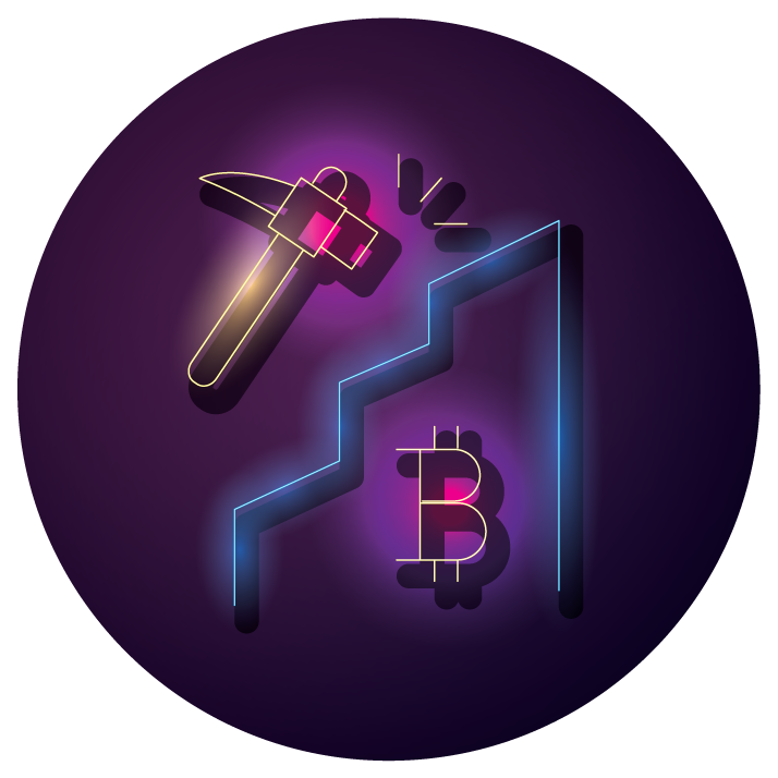 bundle of crypto currency icons neon style