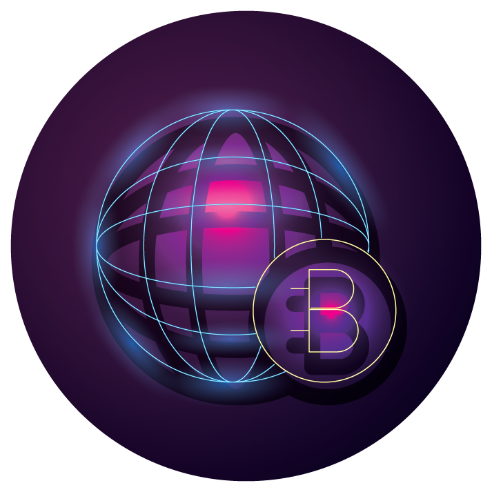 bundle of crypto currency icons neon style