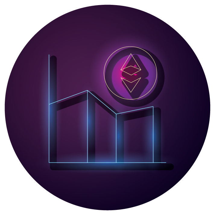 bundle of crypto currency icons neon style