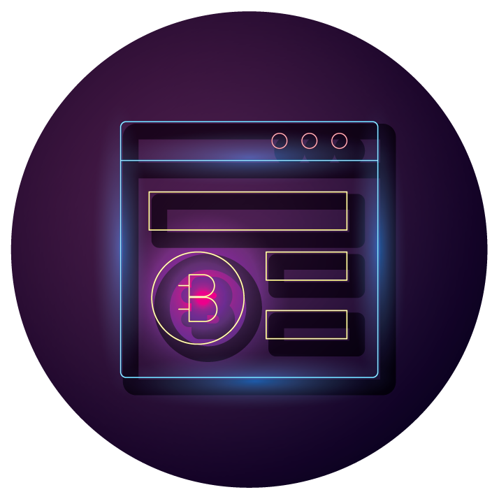 bundle of crypto currency icons neon style