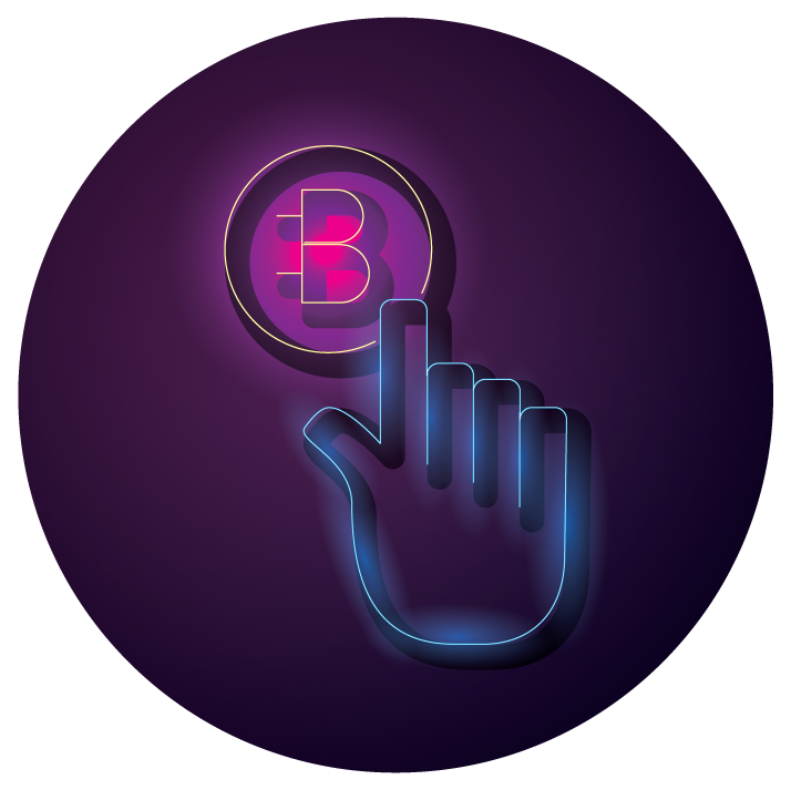 bundle of crypto currency icons neon style
