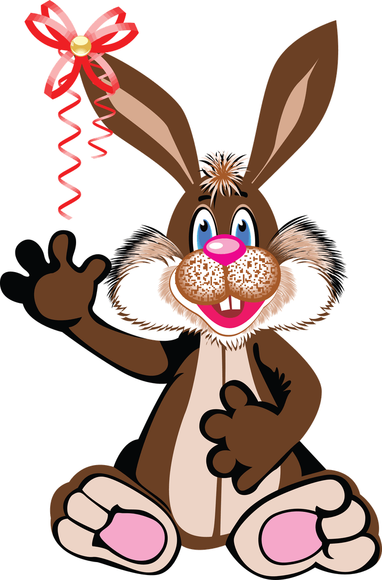 adorable bunnies easter rabbit character waving with a festive ribbon charm