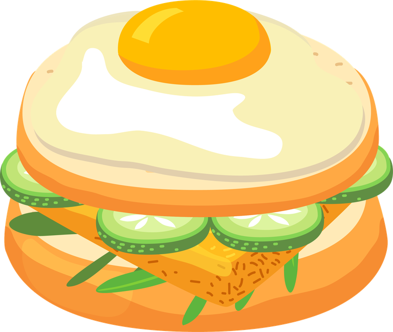 burger ingredients bun, cheese, roasted egg, pickle, sliced tomato, onion