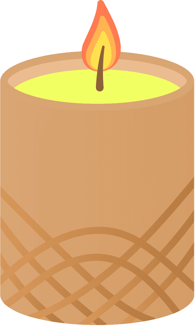 burning candles with flowers herbs candlesticks candlelight cartoon illustration
