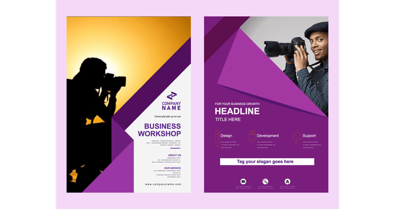 business brochure templates elegant violet checkered origami decor frames