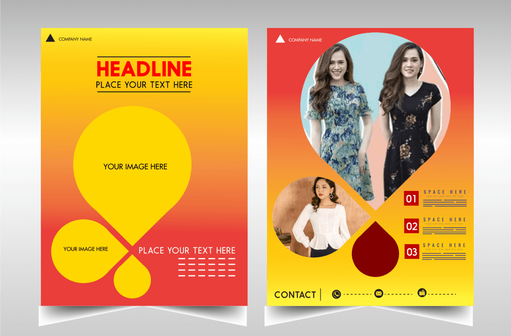 business flyer rounded shapes red decor frames