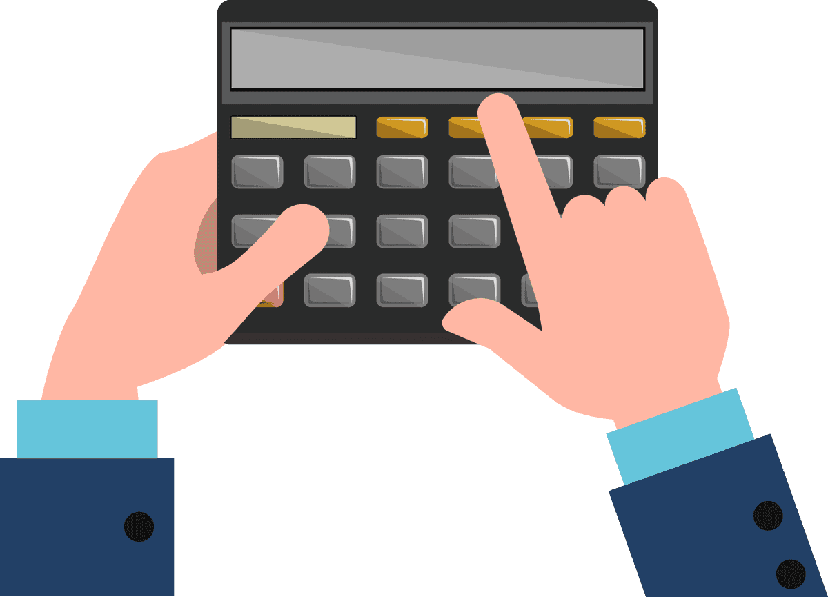 business hands icons flat for accounting tasks and financial activities with calculator