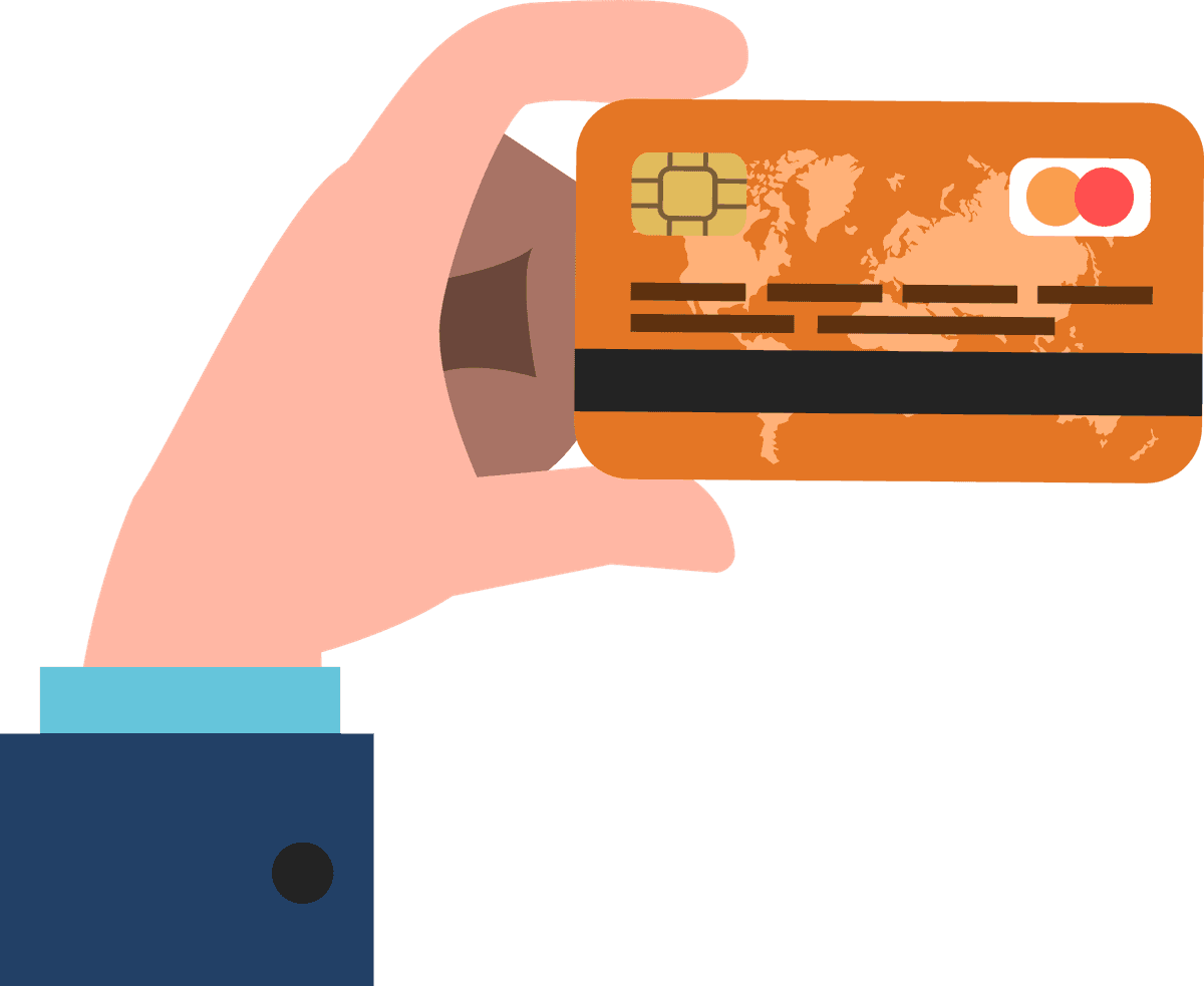 business hands icons flat holding a credit card in a modern minimalist style