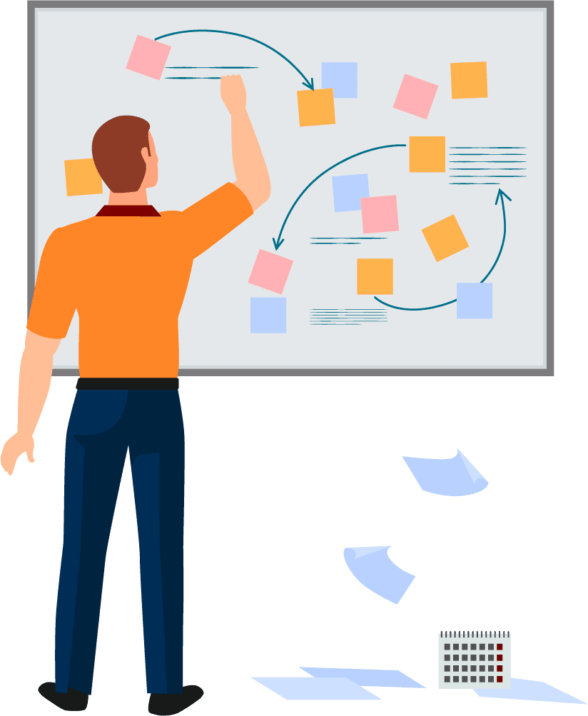 business startup work moments flat icons collection with meeting planning presentation brainstorming