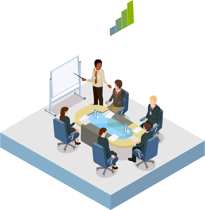 Business education coaching and meeting isometric