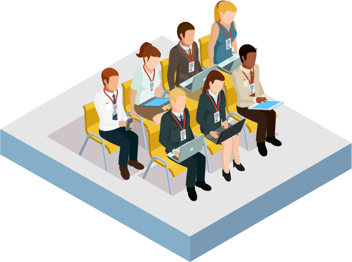 Business education coaching and meeting isometric