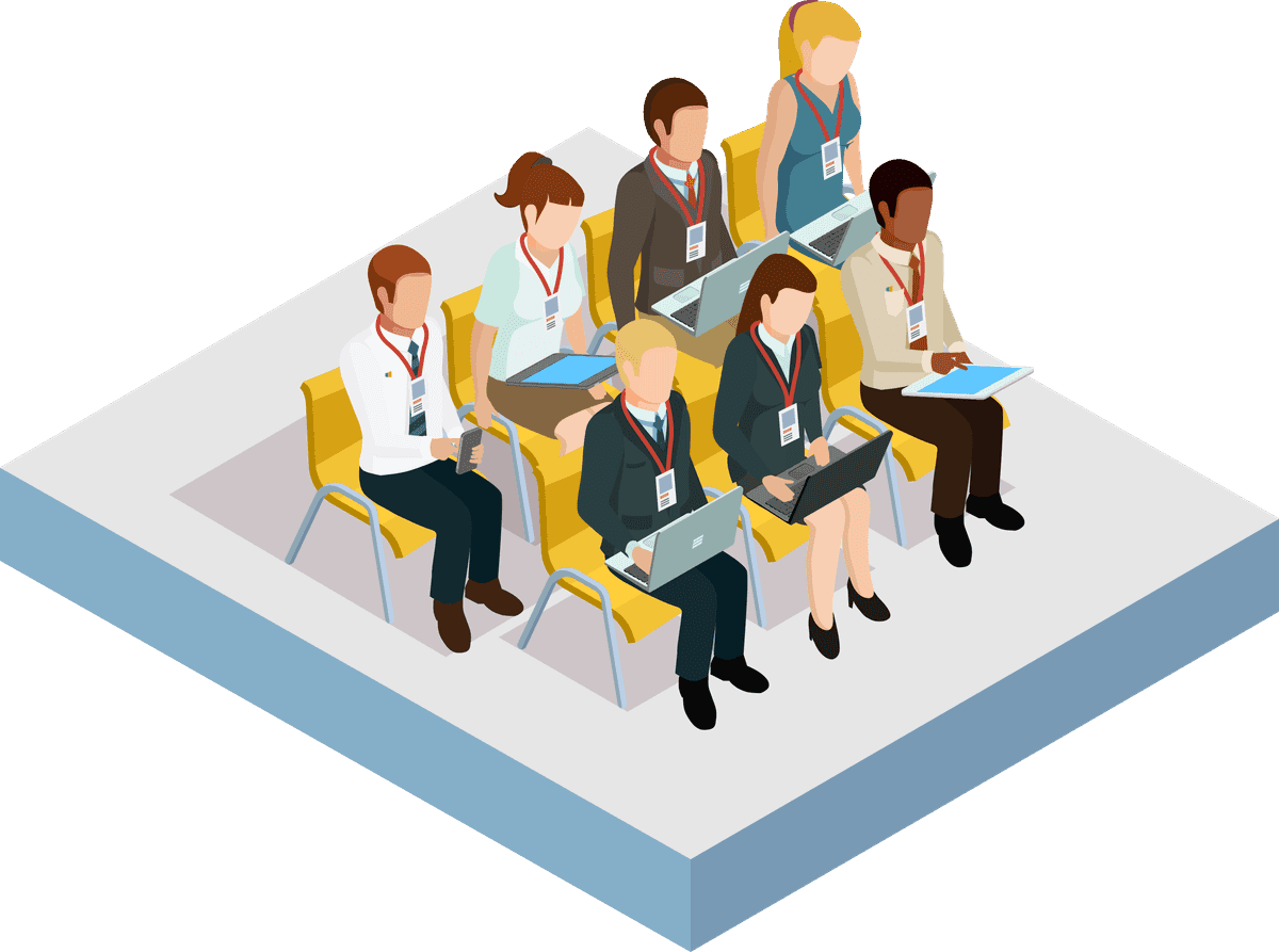 Business education coaching and meeting isometric