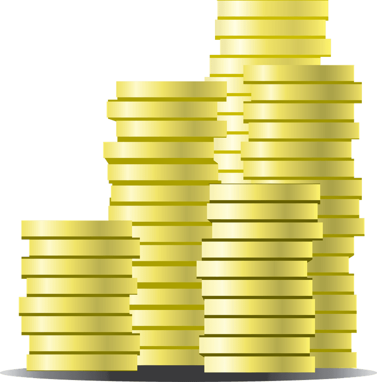 business web icons vector for finance and investment featuring stacked golden coins