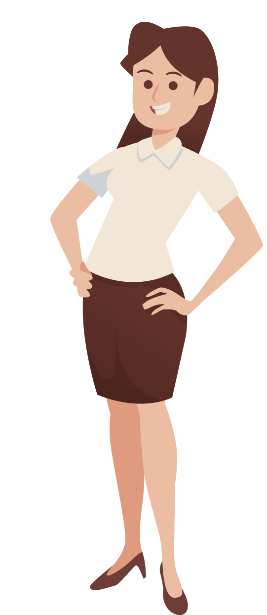businesswoman doing different actions in a cheerful and professional manner