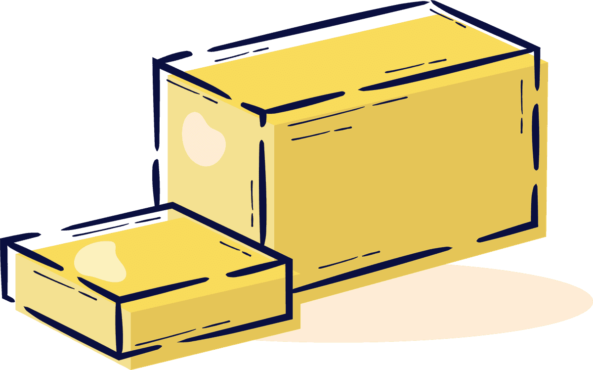 butter hand drawn recipe concept featuring realistic butter blocks for culinary creativity