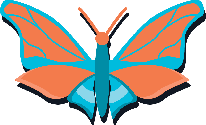 butterfly icons collection colorful flat desig