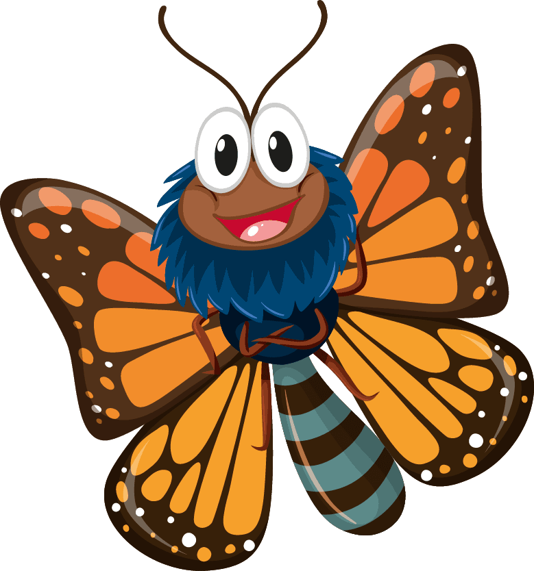 playful butterfly set insect character with vibrant colors and cartoonish features