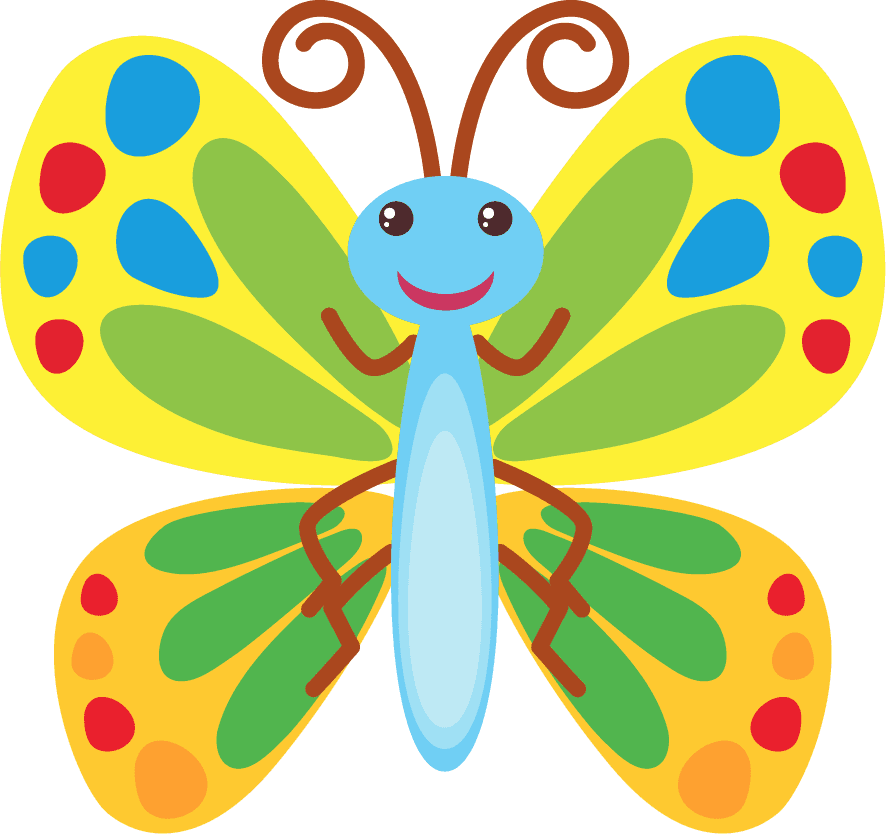 playful butterfly set insect character for kid's education and decor purposes