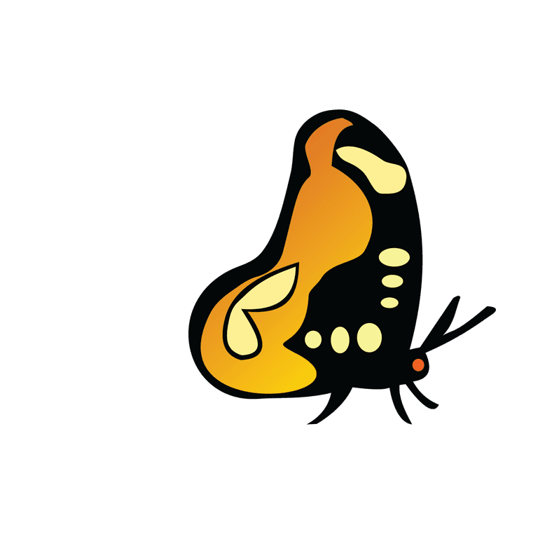 butterfly hexapod graphics in vibrant colors for playful branding and nature themes