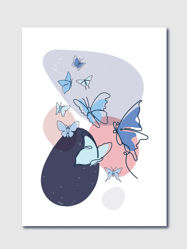 butterfly of minimal posters with abstract organic shapes composition in trendy contemporary collage