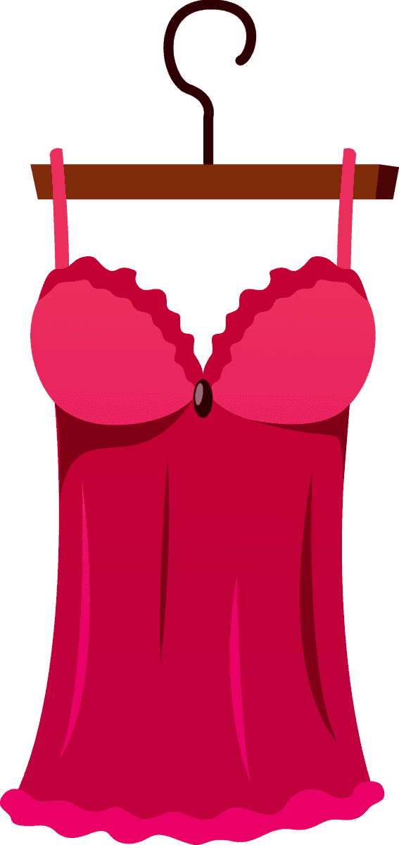 bvd lingerie store element illustration featuring a vibrant pink nightgown on hanger