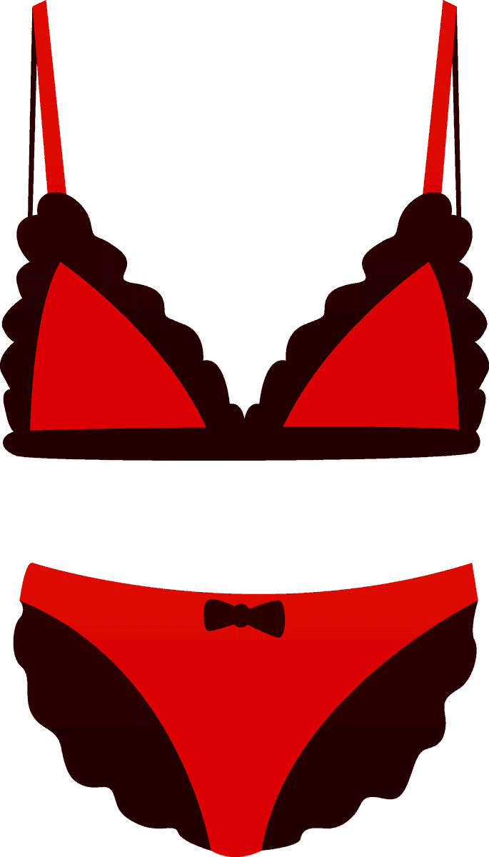 bvd lingerie store element illustration featuring elegant red lingerie with scalloped edges and bow