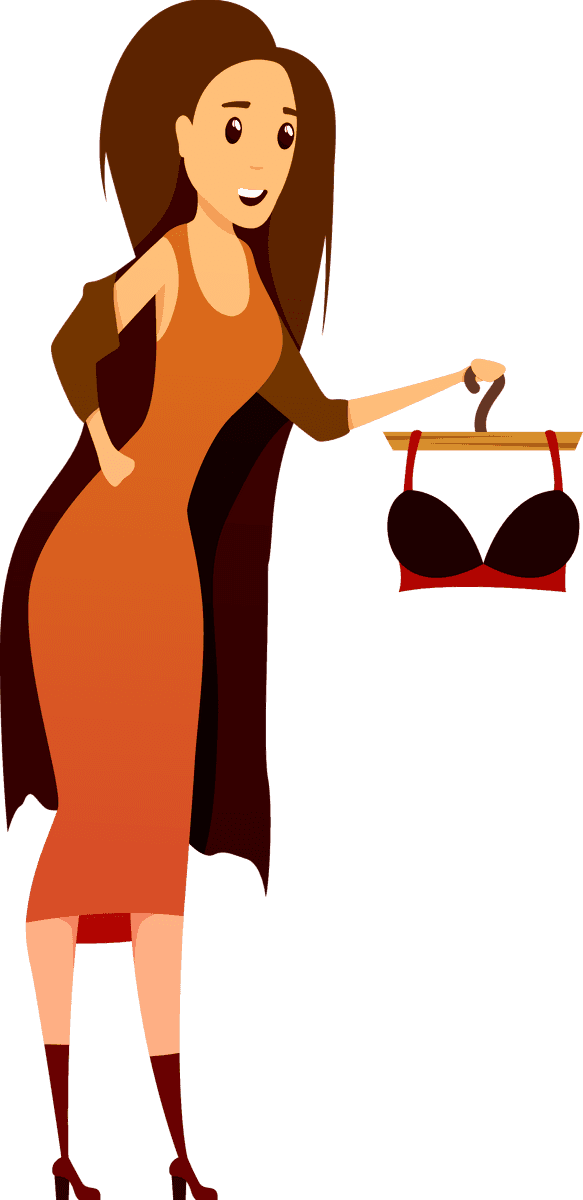 bvd lingerie store element illustration featuring a fashionable woman with a bra