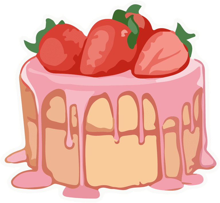cake big crem pink food art vector