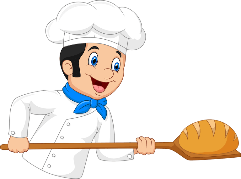 cake chef cartoon chef on white background